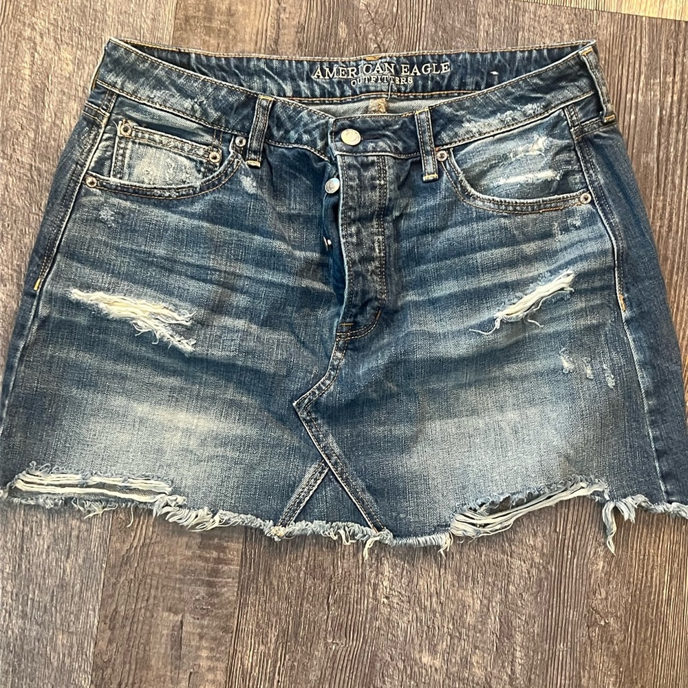 American Eagle Outfitters Blue Asymmetrical Mini Skirt